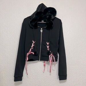 Dollskill The Grave Girls Corset Lace Up Zip Hoodie